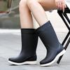 New PVC Four-season Medium Tube Rain Shoes Women's Fashion Waterproof Shoes Wear-resistant and Non-slip Water Boots Rain Boots Japanese