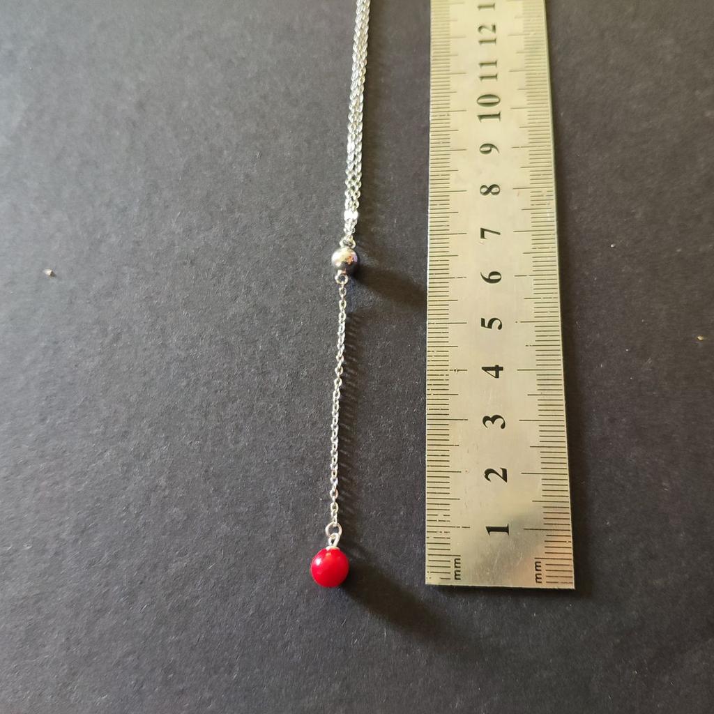 Серебряное колье с кораллом, вес изделия 3,03 гр (2145653)