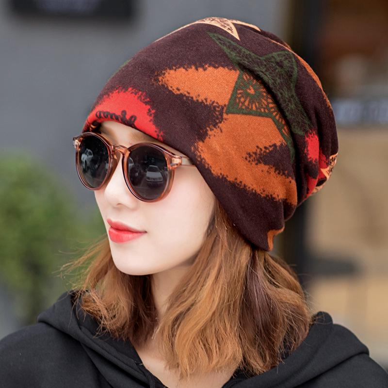 New fashion color matching five-pointed star pullover hat, European and American style ear protection headgear is hot-selling in stock