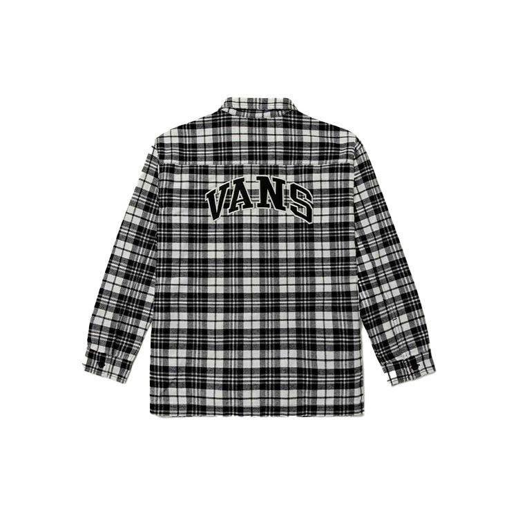 Vans Colorblock Plaid Collared Button-Down Jacket Women Jackets Black VN0A7TNTEM3
