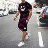 Men's Printed Suit Casual Men's Oversized T-shirt Beach Shorts Sportswear Round Neck Sportswear Suit Clothing