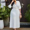 Spring Summer Women's Dress Solid Colour High Waist Three-quarter Sleeve Plus Size Dresses