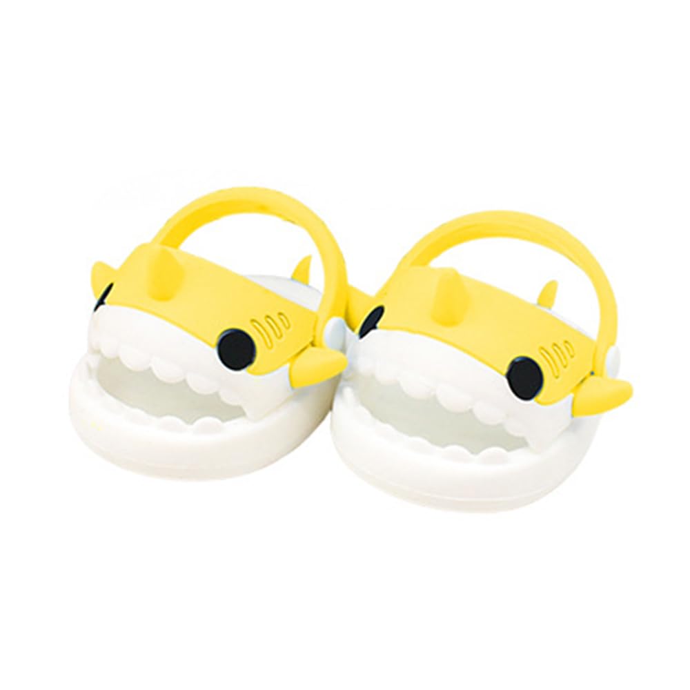 Niannyyhouse 20cm Plush Shark Slippers, Cotton Doll Sandals, Dress-Up Doll Accessories (Yellow)