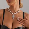 Ювелирный стиль Преувеличенная индивидуальность Шило Крест Цепочка на ключицу Жемчуг Короткое двойное ожерелье Женщины