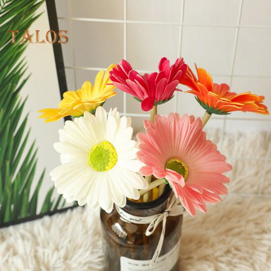 Искусственный цветок, анти-выцветание, украшение из искусственной кожи, отличный одиночный филиал, домашний декор для вечеринки, сада, гербера, искусственный цветок, товары для дома
