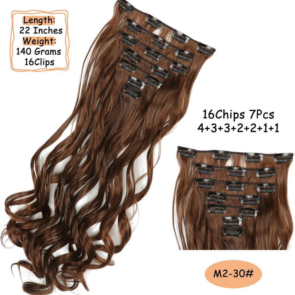 Synthetic Wavy Clip In Hair Extensions Clip In Hair Extensions For Women Full Head Thick Soft Clip In Hairpieces Daily Party
