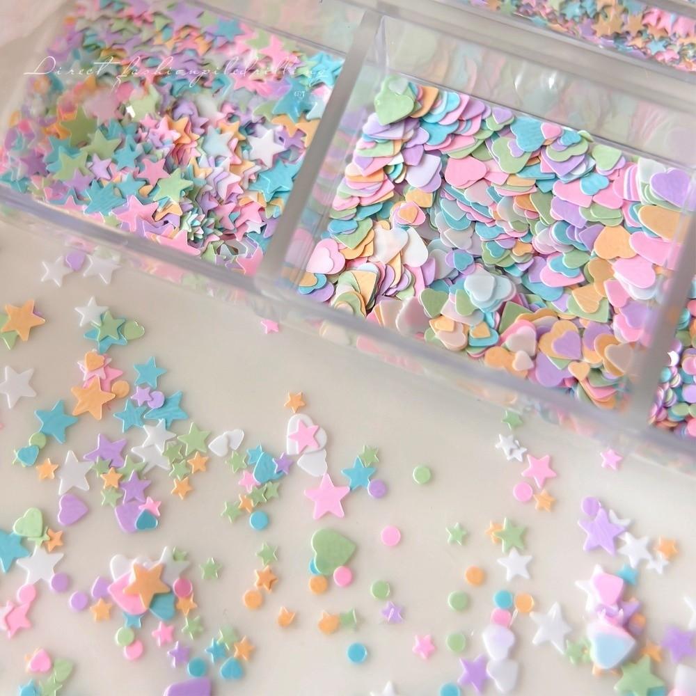 Mixed Shape Nail Art Glitter Set 6 Grids/Box DIY Nail Embellishments Nail Decoration