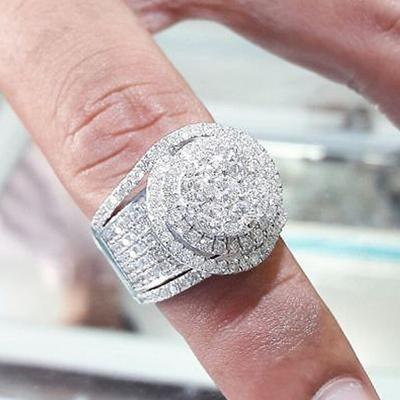 2022 Свадебные трендовые женские кольца, блестящие Iced Out AAA, белые кольца с кубическим цирконом, роскошные модные обручальные украшения Anillos