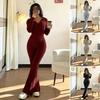 Женские спортивные костюмы из 2 предметов: толстовки на молнии с капюшоном и расклешенные брюки, вязаные в рубчик, сексуальные облегающие