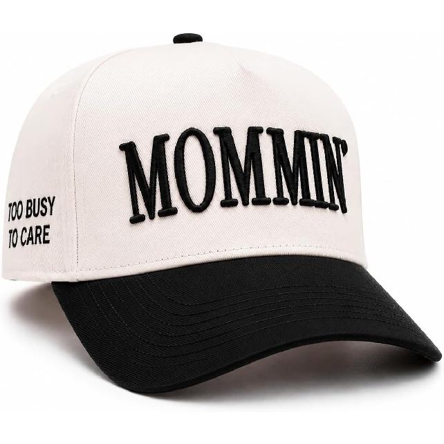 Women’s Mommin Trucker Hat – Vintage Two-Tone Ponytail Baseball Cap, Embroidered Adjustable Hat, Great Gift for Mom & Women