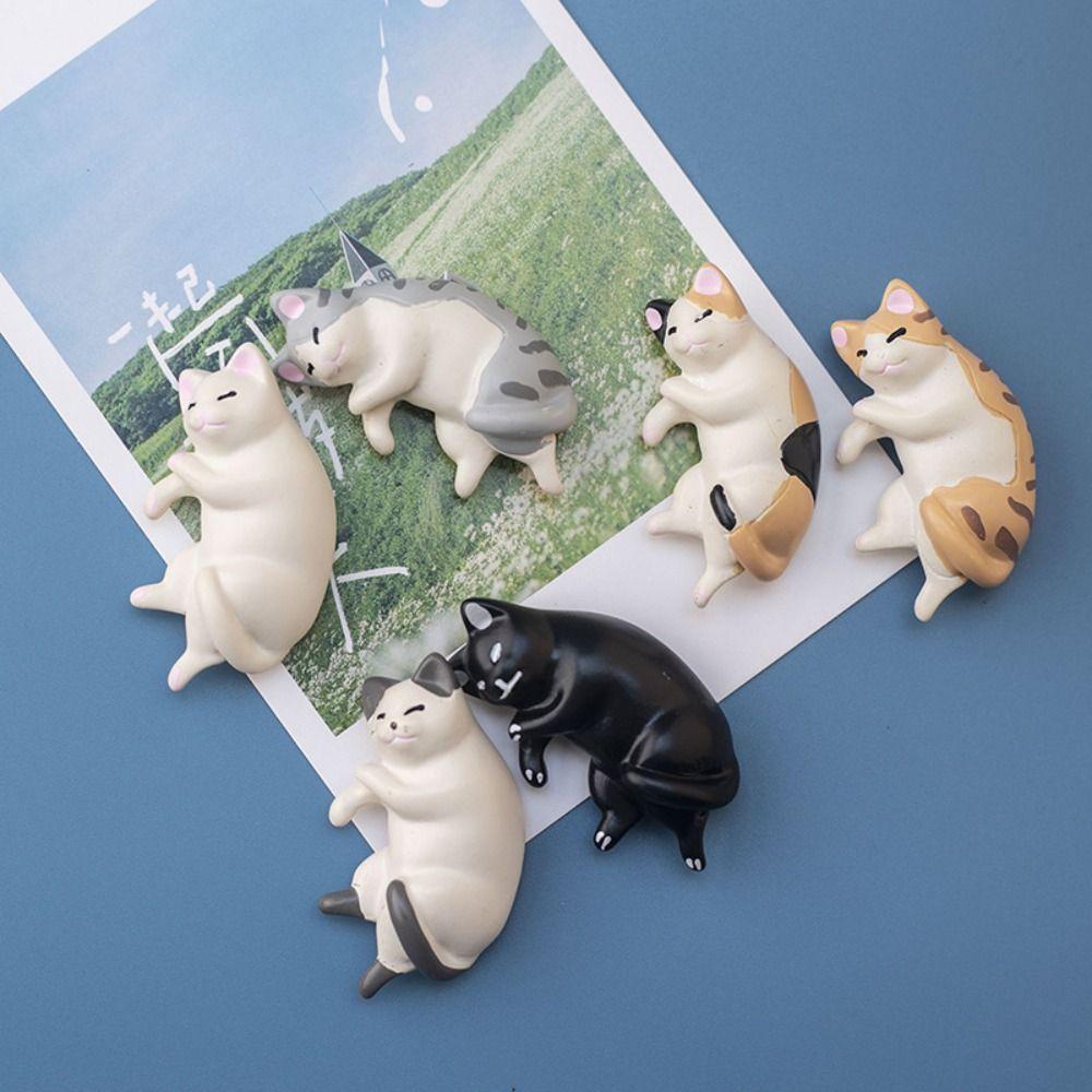 Cute Simulated Cat Fridge Ornaments Simulation Lazy Cat Miniatures Cat Resin Accessories Car