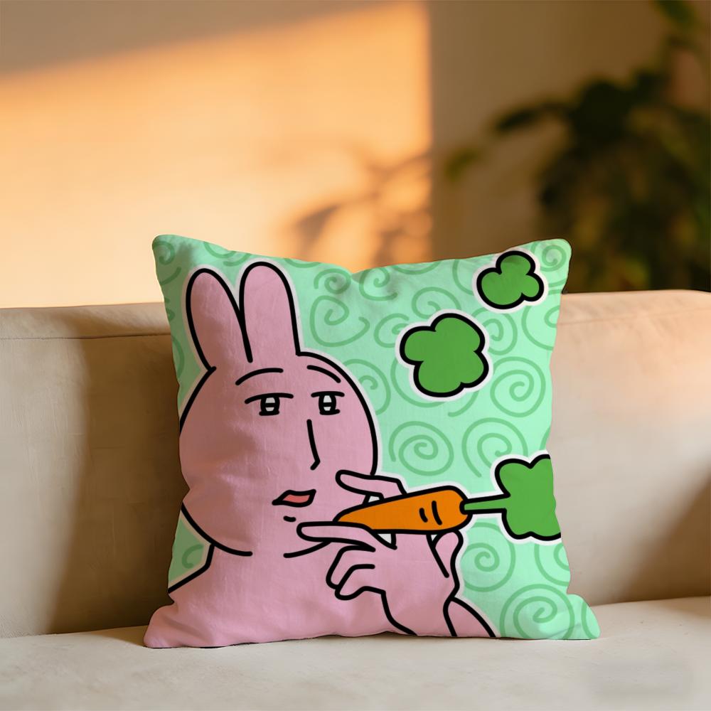 Pink Bunny Cue Cushion Cover Cozy Velvet Throw PillowSoft Warm Cushion For Sofa  Bed