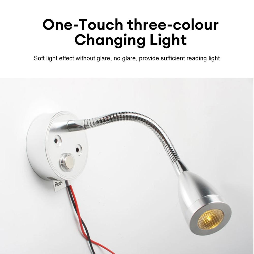 Светодиодный светильник для чтения на лодке, автофургоне, регулируемая яркость, настенный светильник на гибкой стойке, 12 В, 3 Вт, сенсорный настенный светильник для автодома, яхты, каюты, порт USB для зарядки