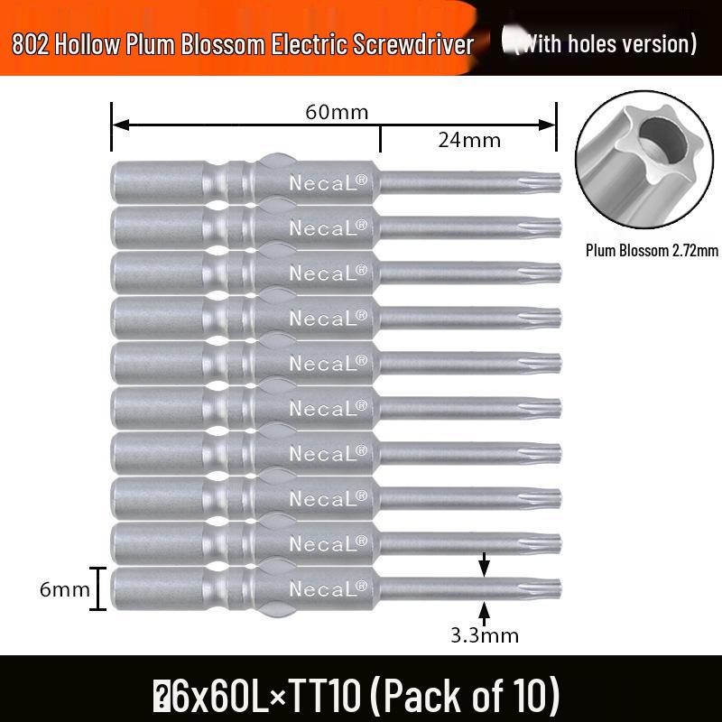 Электрическая отвертка Nigao S2 802, насадка Torx, 6 мм, круглая хвостовик с отверстием