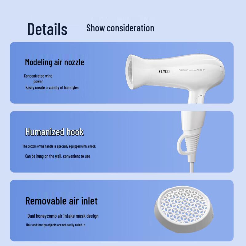 FLYCO FH6232 Foldable Hair Dryer CN plug (adapter included)