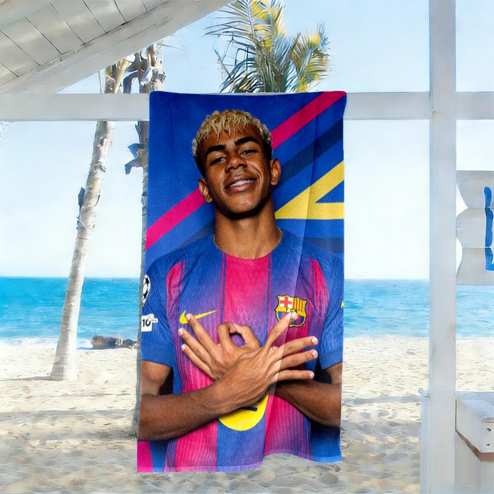 Yamal Fc Barcelona Beach Towel Super Soft & Absorbent Comfortable Lightweight Suitable for Swimming, Gym, Camping, Yoga Vacation