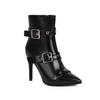 Krazing Pot PU Autumn Winter Shoes Super Stiletto High Heels Stone Party Keep Warm Metal Buckle Ankle Boots