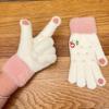 Gloves for Women Winter Warm Knitted Cute Korean Version Snowman Student Plus Velvet Thickened Touch Screen Cycling Gloves