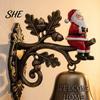 Holiday Theme Home Decor Vintage Christmas Doorbell, Welcome Wall Hanging, Deer/Snowman/Santa Claus/Penguin/Witch Decor, Wrought Iron Decorative Metal