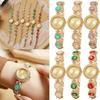 Gold Rhinestone-Inlaid Quartz Bracelet Watch Luxury Quartz Watch  Festive Occasion