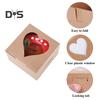 10 шт. прочная упаковочная коробка для выпечки, прочная, практичная, для свадебного торта ко Дню святого Валентина, с окошком в форме сердца
