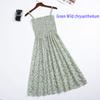 2023 Summer Floral Printed Chiffon Mini Dress Women Casual Fashion Spaghetti Strap Sleeveless Elastic High Waist Dress