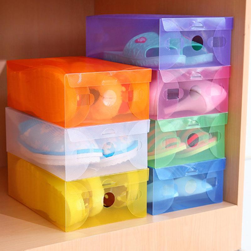 1шт складной пластиковый чехол для обуви утолщенный прозрачный ящик для ящиков пластиковые коробки для обуви штабелируемые коробки для обуви органайзер для дома