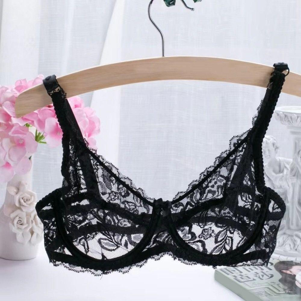 Hollow Out Lace Bra Mesh Transparent Lace Underwear Seamless Push Up Bra Daily Wear
