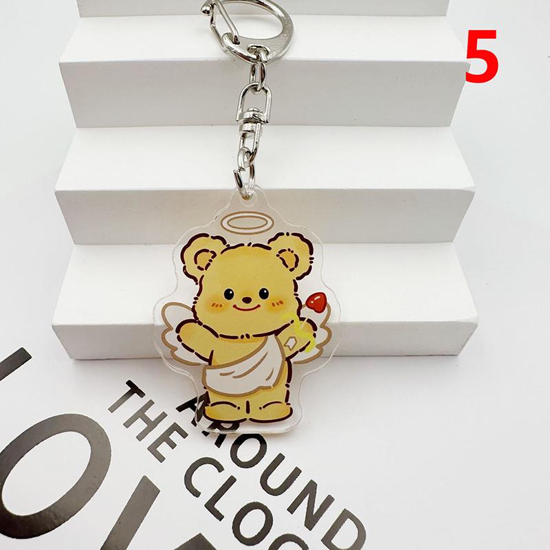 Симпатичные акриловые масляные брелки для ключей с изображением медведя, мультяшные брелки для ключей, украшения для женщин, рюкзаков, подвески, аксессуары для декора
