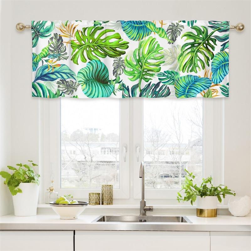 Curtain Valance, Wildflowers Spring Watercolor Flower Floral Print Plants Short Rod Pocket Window Treatment for Living Room, Bedroom, Kitchen,Bathroom