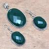 Onyx Green Pendant Set Earrings Jewelry Gemstone Handmade Ethnic