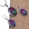 Tourmaline Set Gemstone Gift Wedding Party Bi-Color Pendant,Earring,Ring
