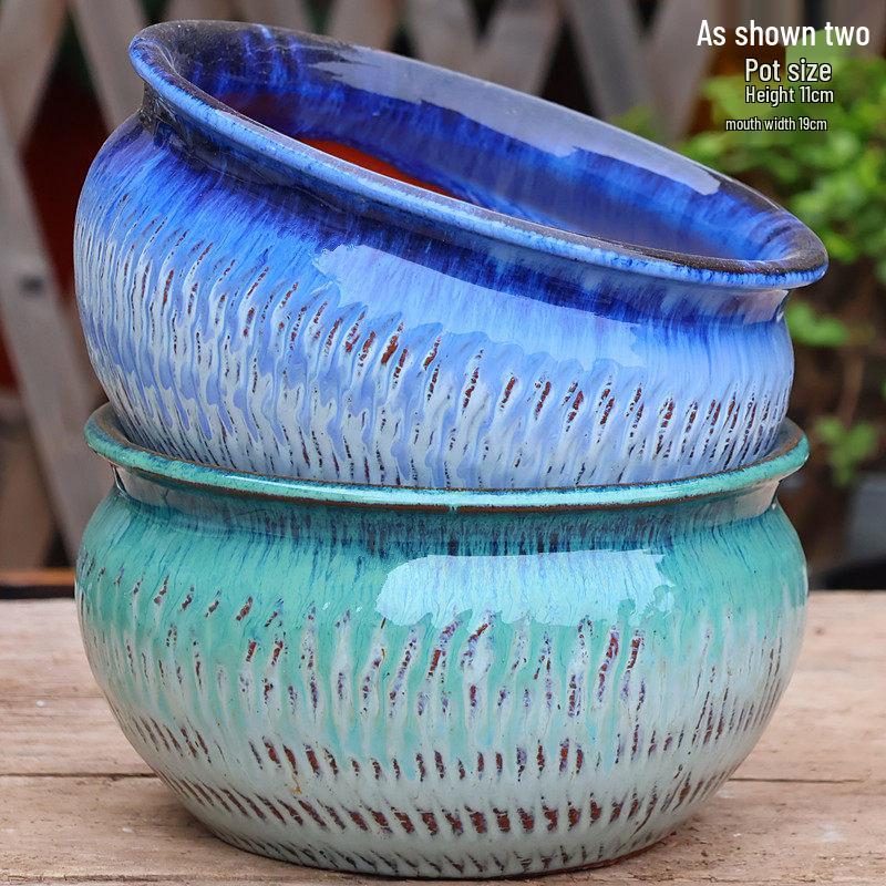 Handmade Retro Ceramic Pot: Large Opening Succulent & Flower Planter for Chlorophytum, Rose, Orchid, & Green Plants
