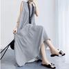 Stylish Women's Tiered Sundress Solid Summer Dress Casual Sleeveless O-neck Robe Oversized Dress