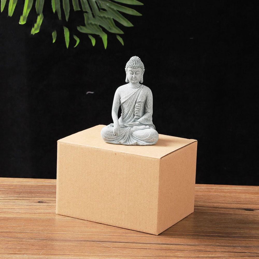 Sitting Posture Sandstone Buddha Oriental Culture Buddhist Ornament Creative   Desk