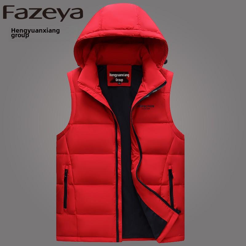 Мужской зимний пуховый жилет с капюшоном - Толстая, теплая верхняя одежда без рукавов для мужчин среднего и пожилого возраста