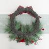 Classic Bow Half Circle Christmas Wreath for Christmas Decorations Simulation Flower Simulation Red Fruit Wreath