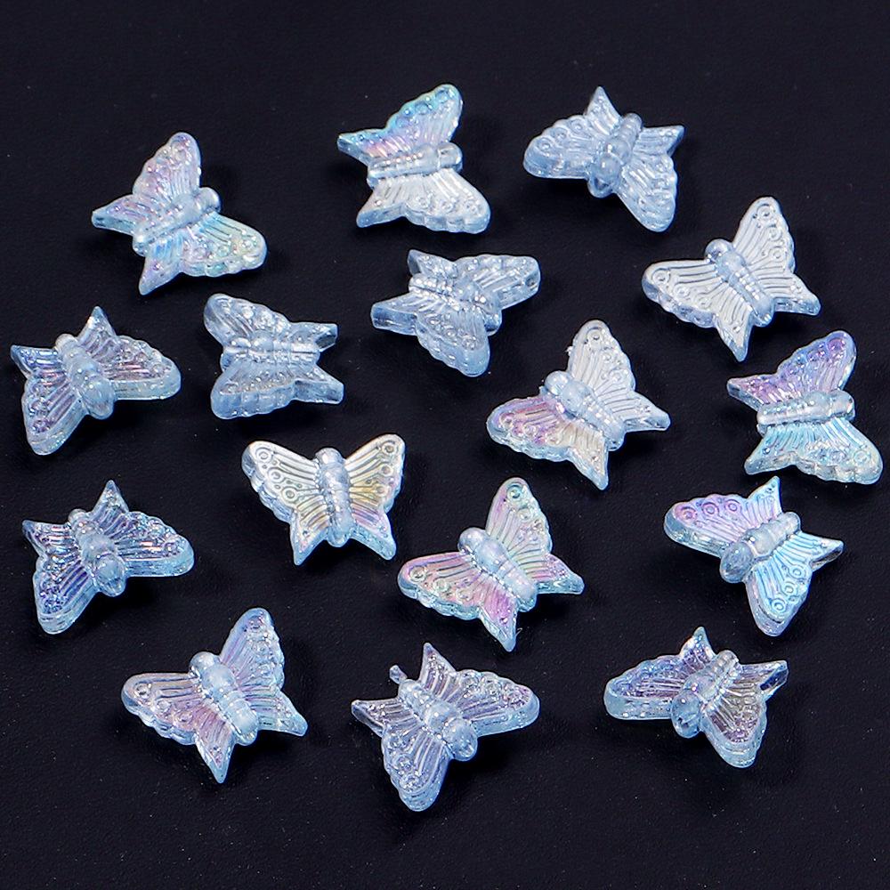 50-Pack Acrylic Colored Transparent Butterfly Beads for DIY Phone Chains