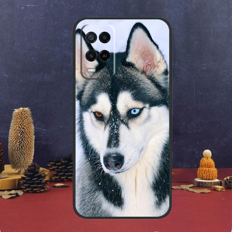 Animal Husky puppy Case For Oppo A16 A76 A96 A17 A57 A40 A60 A80 A98 A58 A78 A18 A38 A54 A74 A94 A15 A5 A6 Pro