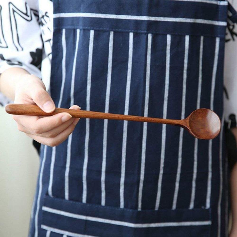 Korean Style Wooden Long Handle Tableware Round Cooking Supplies Kitchen Utensil Spoons Soup Spoon