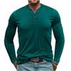 Men's Round Neck Long Sleeved Button Down Shirt Base Men's T-shirt