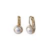 E415 6mm Austrian Pearl Gold Earrings