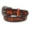 1.5" Wide Western Leather Belt Cowboy Rodeo Casual Leather Belt Floral Embossed, Size 28" To 40"