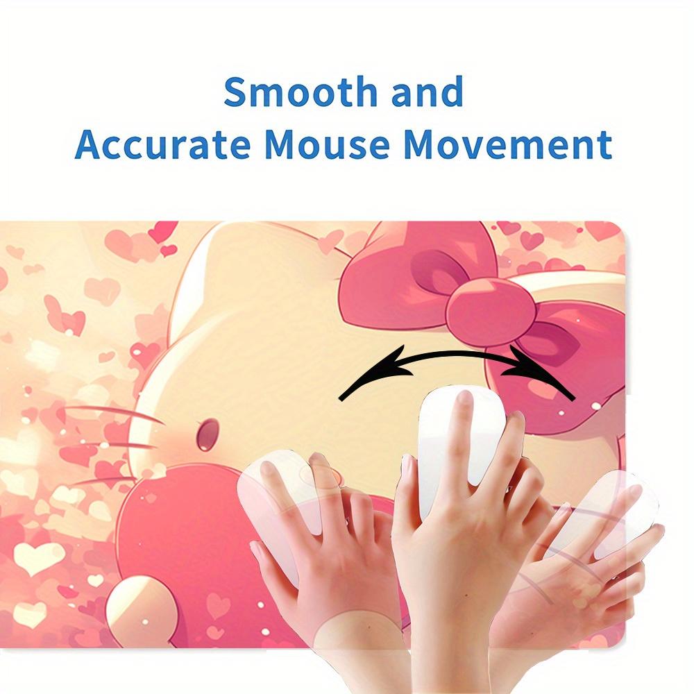1pc Large Gaming Mouse Pad, UV Reactive Non-Slip Desk Mat, Washable Polyester Hello Kitty Hearts CuteComputer Pad with Vibrant Game Machine