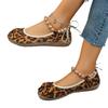 Spring and Autumn New Leopard Print Round Head Flat-soled Single Shoes Retro Beaded Shallow Mouth Large Size Casual Versatile Women's Shoes
