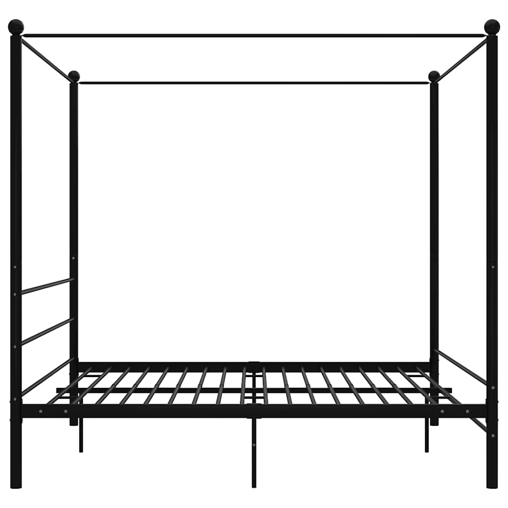 Black Metal Canopy Bed 200x200 cm