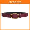 Womens Grain Stone Pu Leather Belt With Twists Oval Metal Buckle Everyday For