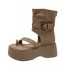 Vintage platform Roman cool boots women's 2025 summer new fashion set toe high-top sandals heightened zipper