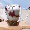 Dried Flower Double Wall Clear Glass Coffee Mug 250/350ml Insulated Glass Cup for Hot
