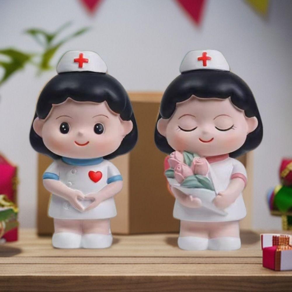 DlY Landscaping White Nurse Figurine Cartoon Nurse Baking Ornaments Doctor Model  Nurses' Day